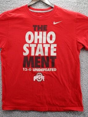 Nike Ohio State Buckeyes Men's Shirt LARGE L Swoosh 12-0 Red Team Gear
